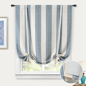 Chris Double Layer Blackout Tie Up Curtains Thermal Insulated Fully Lined Vertical Striped Balloon Roman Shade