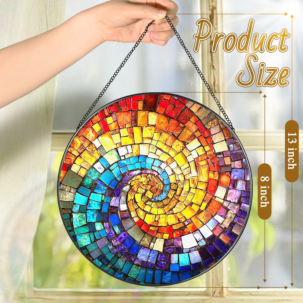 8'' Rainbow Spiral Suncatcher Ornament, Stained Glass Window Hanging, Sun Catchers for Windows Hanging Ornaments