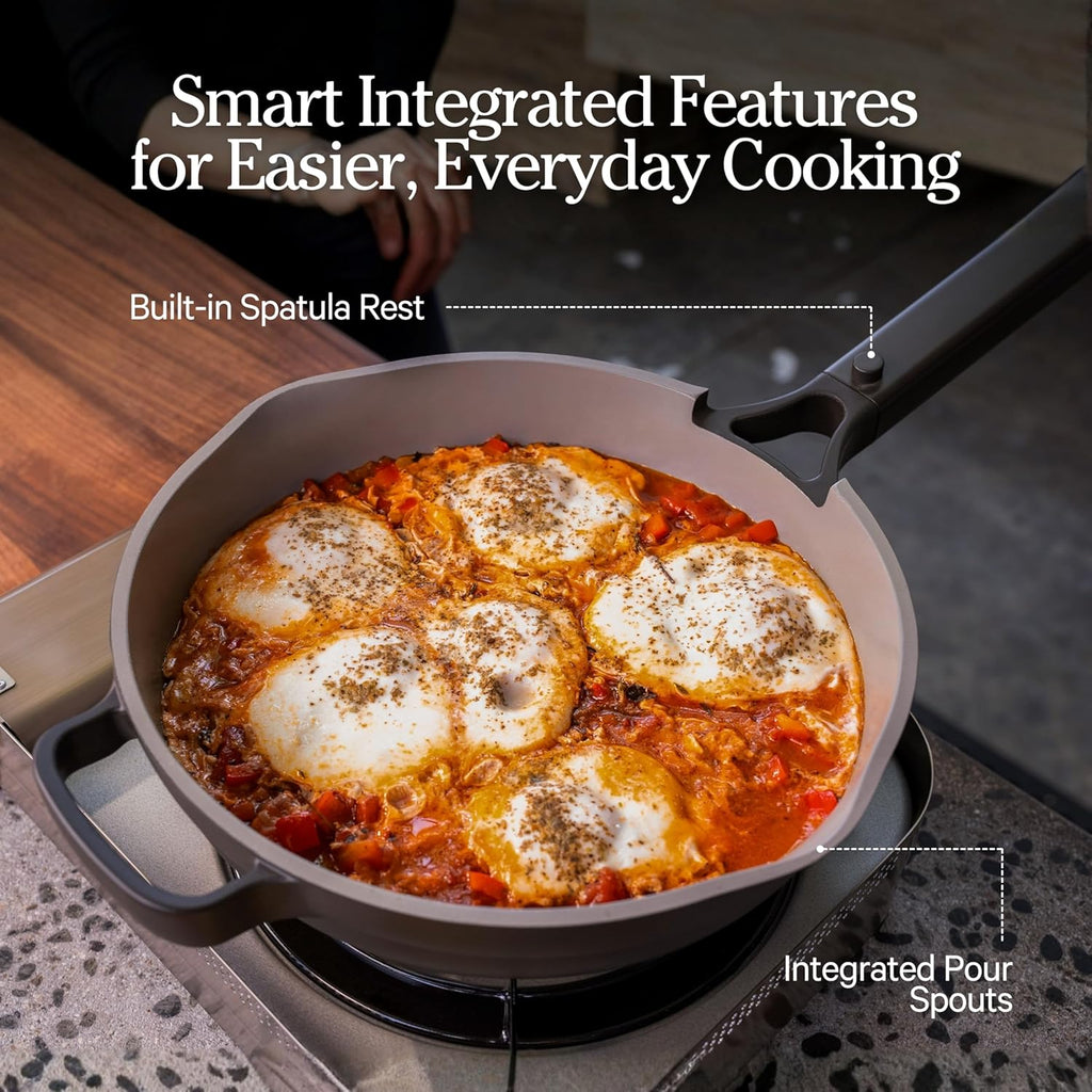 Always Pan 2.0 | 10.5" Ceramic Pan with Modular Lid, Steamer Basket & Spatula | Patented 10-in-1 Nonstick, Non-Toxic