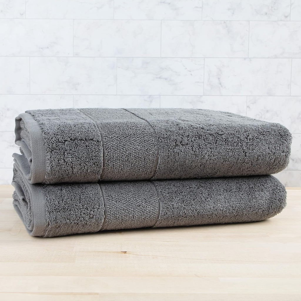 Aston & Arden Turkish Luxury Bath Towels (600 GSM, 30x60 in., 2-Pack), Thick Absorbent Color Block Soft Towels , Dark