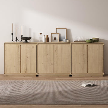 3pcs Sideboard Cabinet Buffet Cabinet with Storage with Adjustable Shelves and Handle-Free Design Suitable