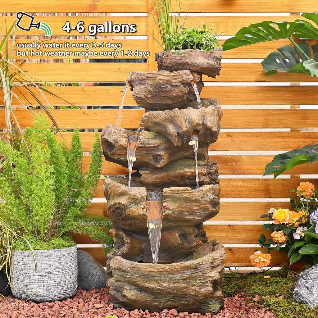 40.5" H Outdoor Garden Water Fountain 5 Tiers Large Cascading Rock Natural Waterfall Outdoor Fountain Resin Imitation
