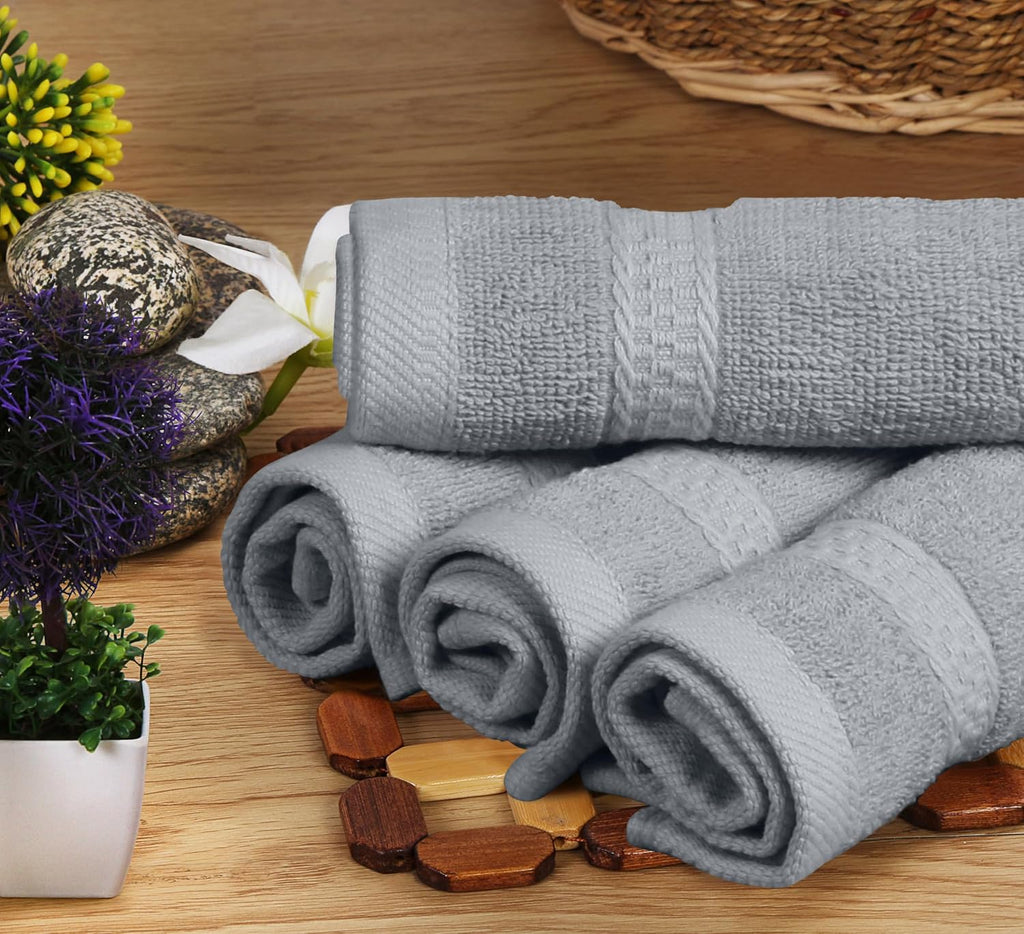 8 Piece Majestic Plush Luxury Towel Set, Cotton, Cool Grey | Majestic Plush 100% Ring Spun Cotton Towels - Super