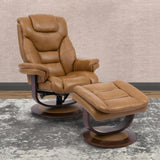 Modern Reclining Swivel Lounge Chair and Ottoman — Brown Leather