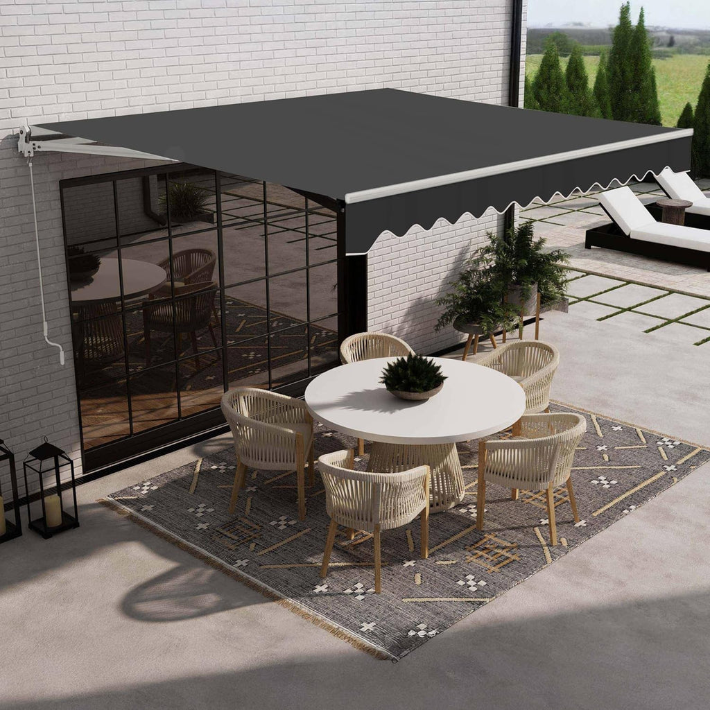 Electric Patio Awning Caribbean White Frame 16x10 Black | Retractable sunshade for decks and balconies