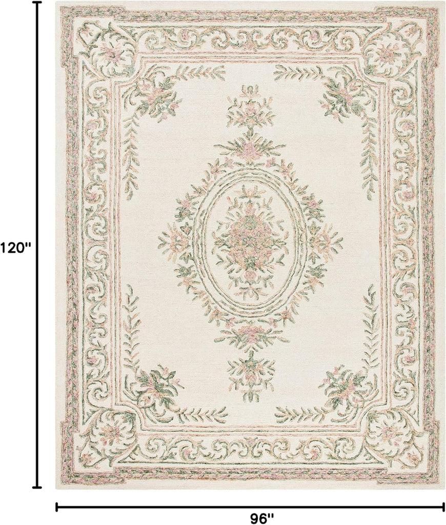 Area Rug 8x10 - Micro-Loop - Large - Ivory & Fuchsia, Handmade Wool
