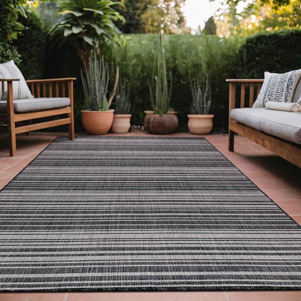 Stripe Outdoor Rug 5x7 Washable Outside Carpet for Indoor Patio Porch Waterproof Easy Cleaning Non S