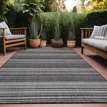 Stripe Outdoor Rug Washable Outside Carpet Patio Porch Waterproof Easy Cleaning Non Shedding Area Rugs Dark Gray