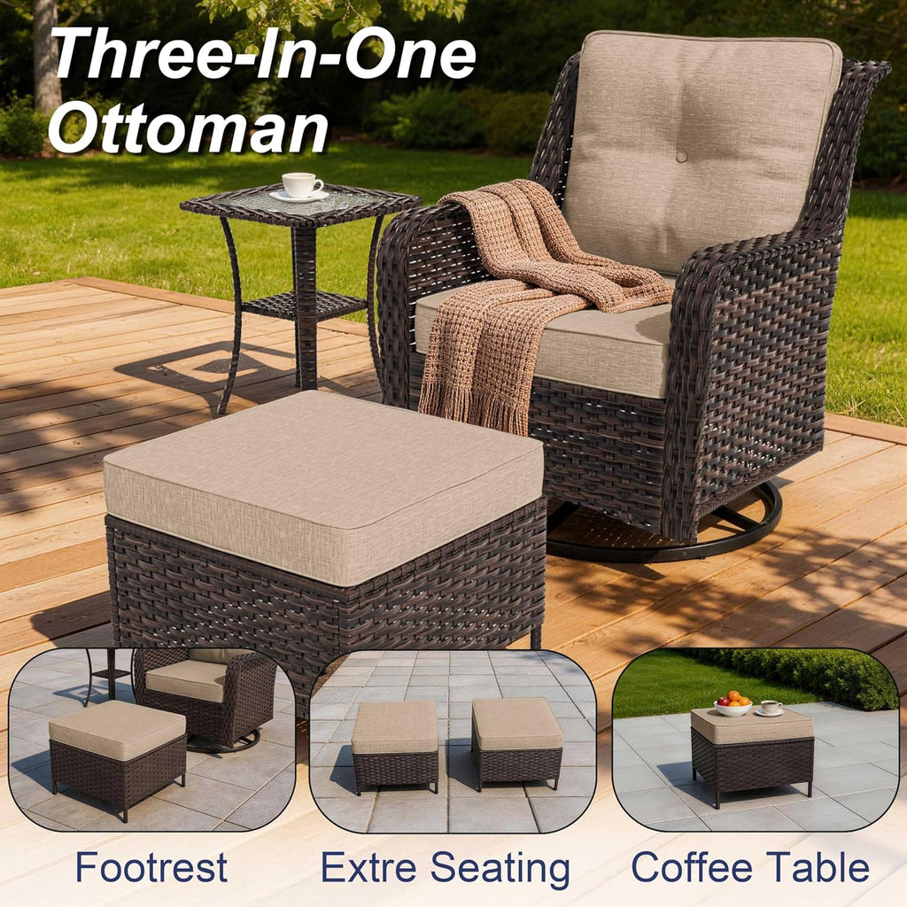8-Piece Patio Furniture Set, Outdoor Thick Wicker Sectional Sofas with 2 Swivel Chairs, High Back Patio Sectional