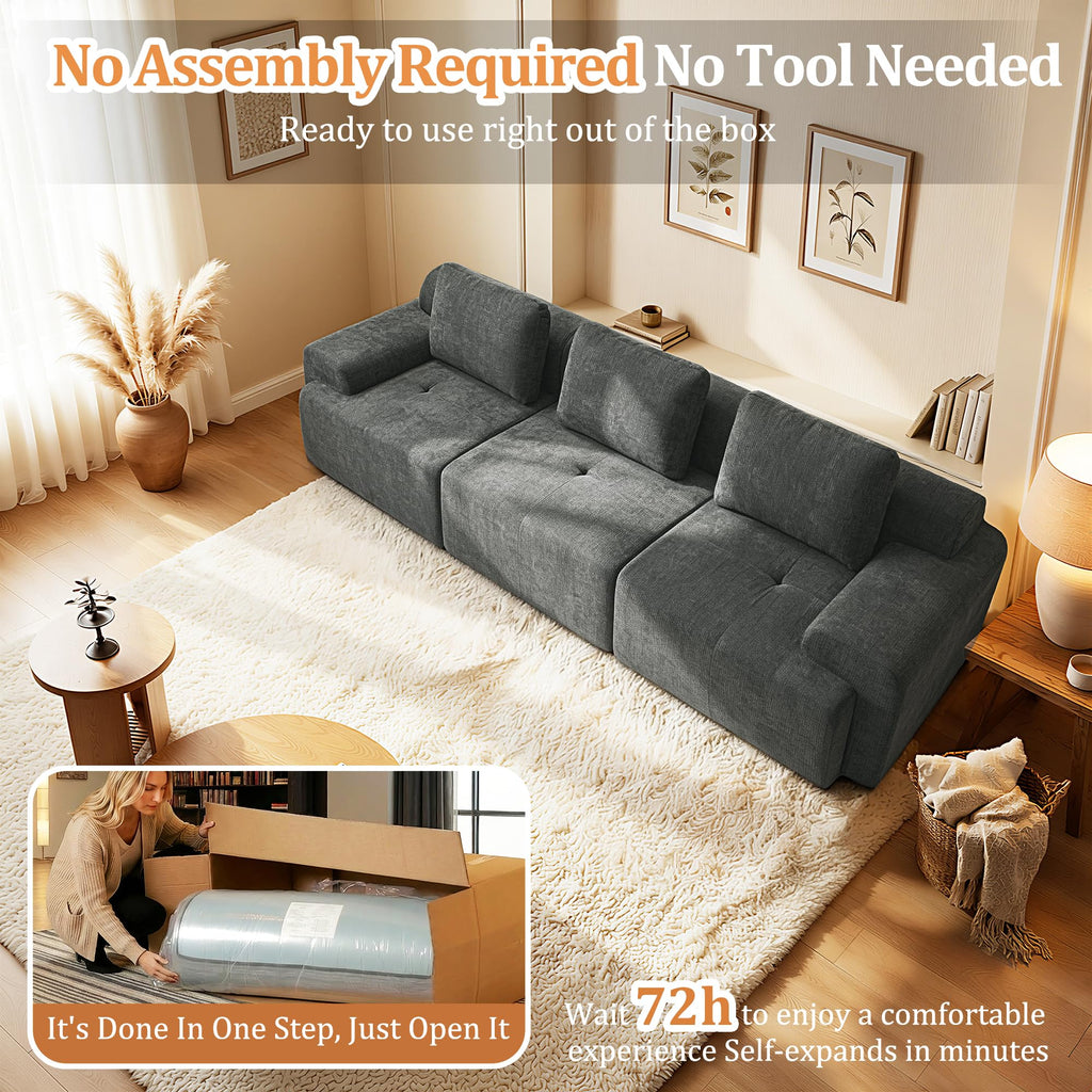 122" U Shaped Boneless Couch, Comfort Cloud Sectional Couches, Modular Sofa High Back & Extra Deep Seat, No