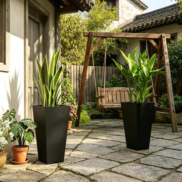 Garden Pots & Planters, Outdoor Tall Planters, Chic Planters for | Set of 2 tall 22.8in planters, durable PP