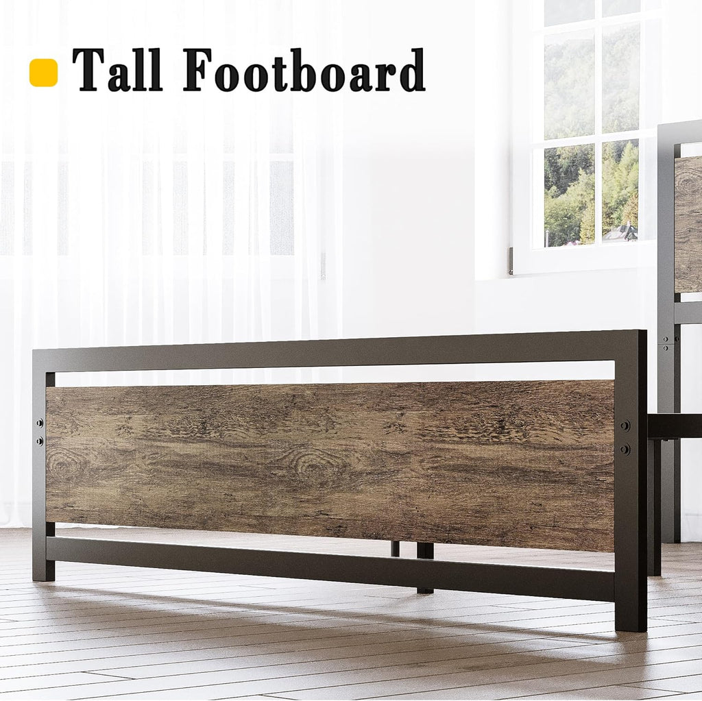 King Bed Frame with Headboard and Footboard, Metal Strong Supports, Easy Assembly, Noise-Free, No Box Spring Needed