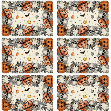 Halloween Skeleton Ghost Placemats Set of 6 Table Decor 12x18 Inch