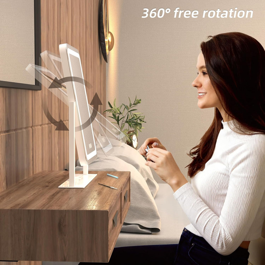 Vanity Mirror with Lights,13.1"×16.7"LED Makeup Mirror,Lighted Makeup Mirror with Lights, Smart Touch Control Dimmable