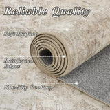 3x5 Beige Area Rug Washable Vintage Neutral Non Slip Distressed Entryway Rugs, Soft Low Pile Retro F