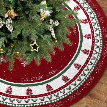 Christmas Tree Skirt 36Inches Red Knitted Tree Skirt Xmas Tree Mat