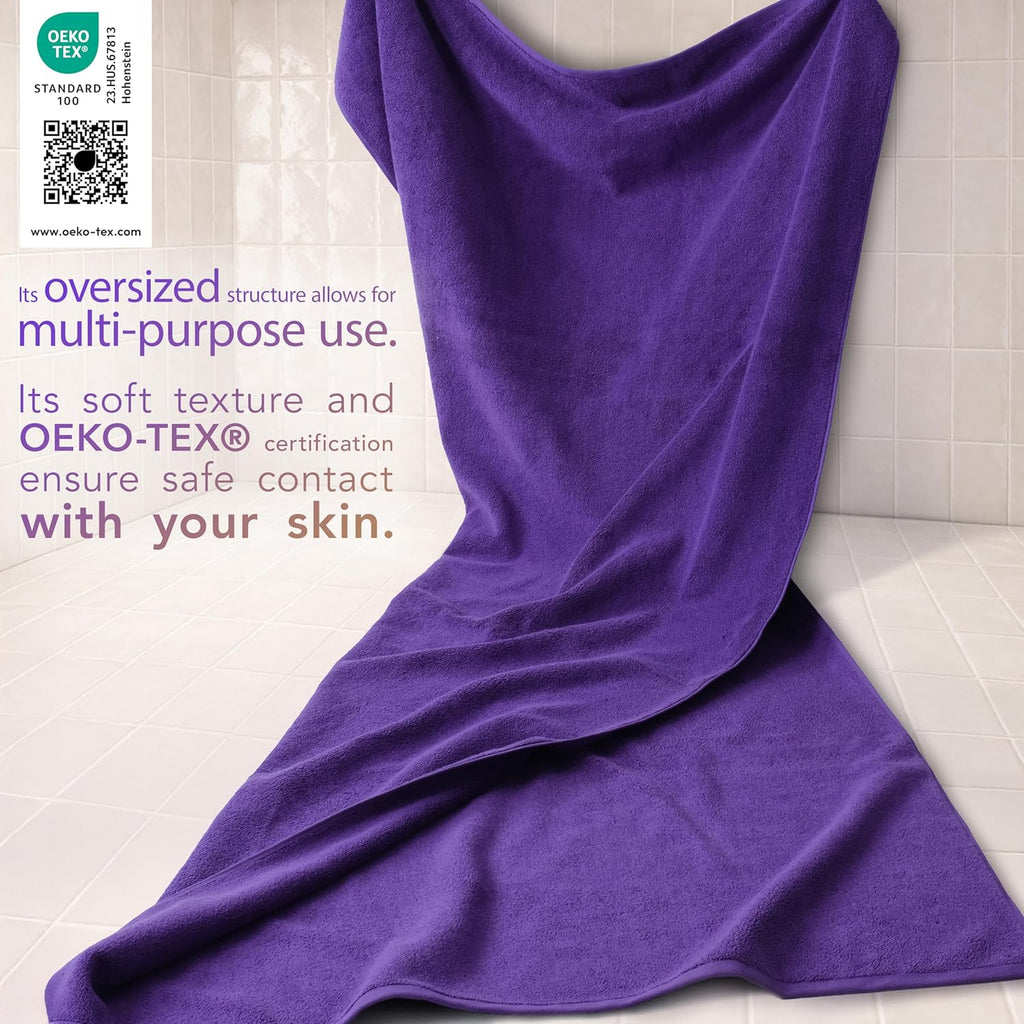 100% Cotton 40x80 Oversized Bath Sheet, Extra Large Turkish Bath Towels , Purple Bathsheet