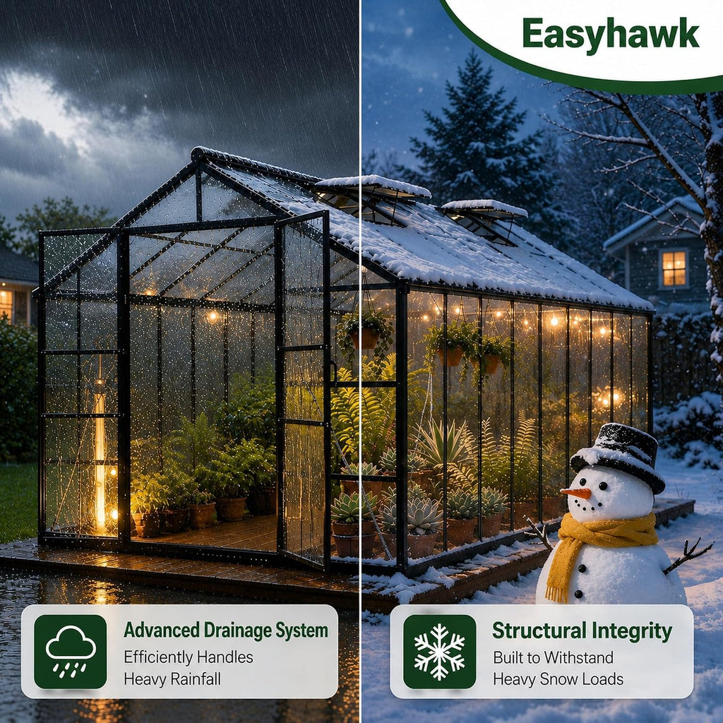 10x18 FT Greenhouse, Polycarbonate Walk-in Green House with Quick Setup Structure, Roof Vent & Aluminum Frame, Large