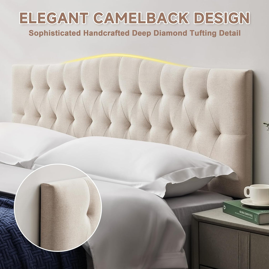 Upholstered Queen Headboard Only, Adjustable Headboard Queen with Legs,Linen Fabric Bed Headboards,Durable Headboard