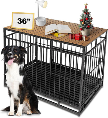 Dog Crate Topper Metal with Magnets for Crate - Foldable Dog Kennel Topper Decorative Storage Pet Crate Table