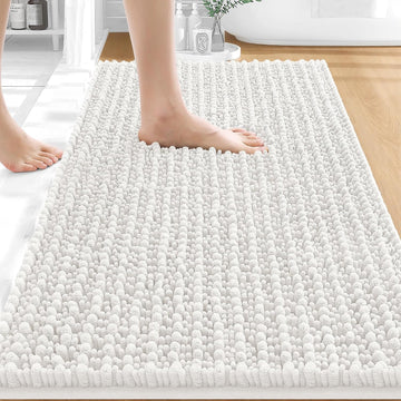 Bathroom Rug Mat 30x20, Thick Soft and Absorbent Chenille Bath Mat, Non-Slip Rubber Backing, Machine Washable Quick