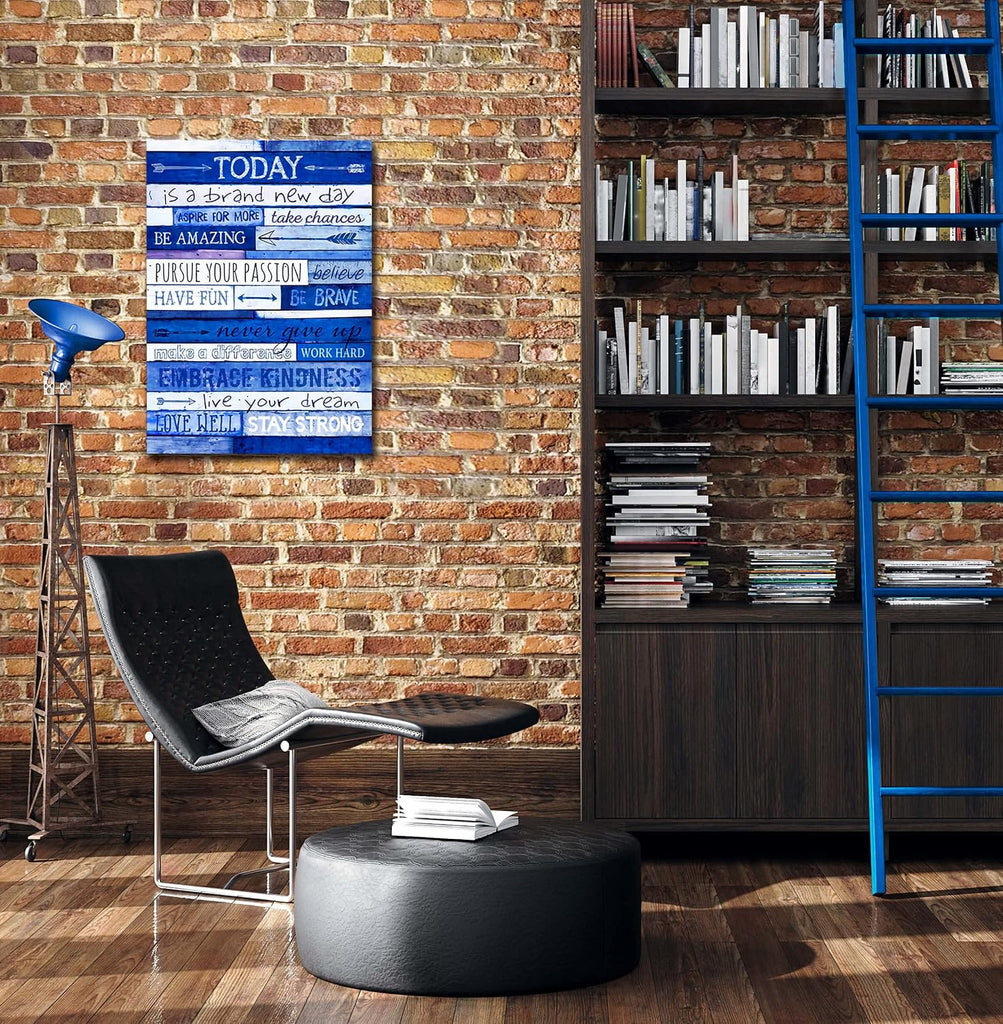 Blue Inspirational Wall Art - Quotes Office Decor - Motivational Canvas - Large Positive