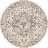8ft Round Vintage Living Room Area Rug - 8x8 Large Soft Washable Oriental Traditional Distressed Far