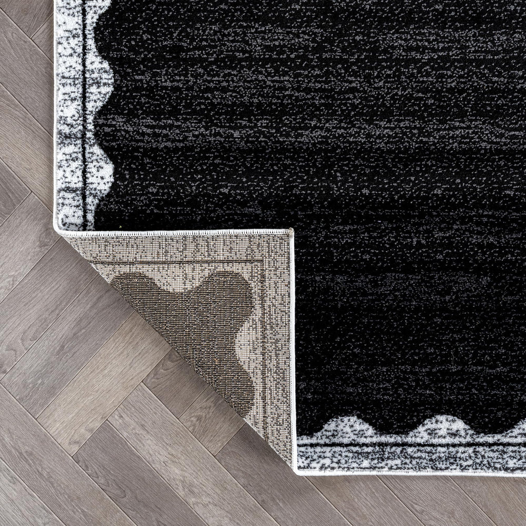 Modern Border Minimal Area Rug Black