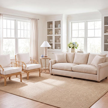 Area Rug 6x9 - Natural Fiber Collection - Maize & Linen Color, Sisal, Woven Design with Border (NF141B)