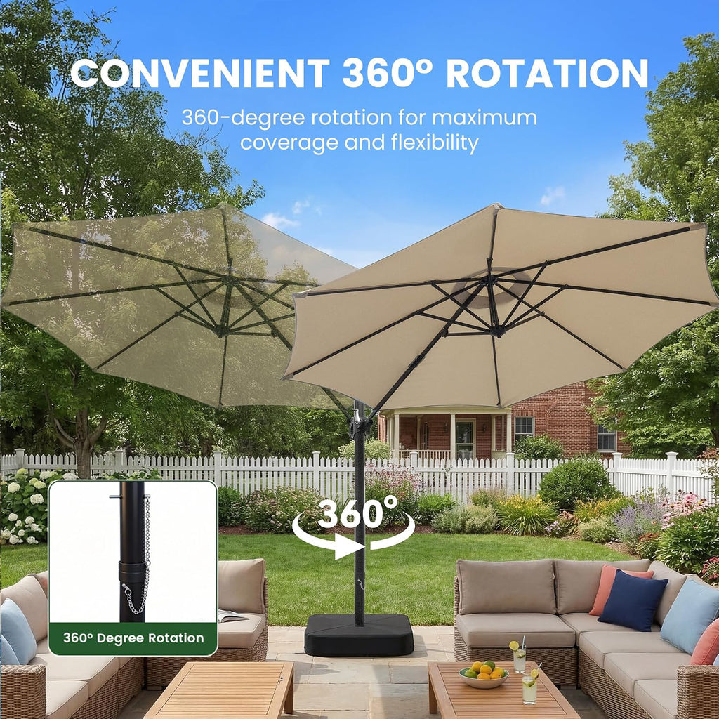 9' x 12' Cantilever Offset Patio Umbrella with Base Included