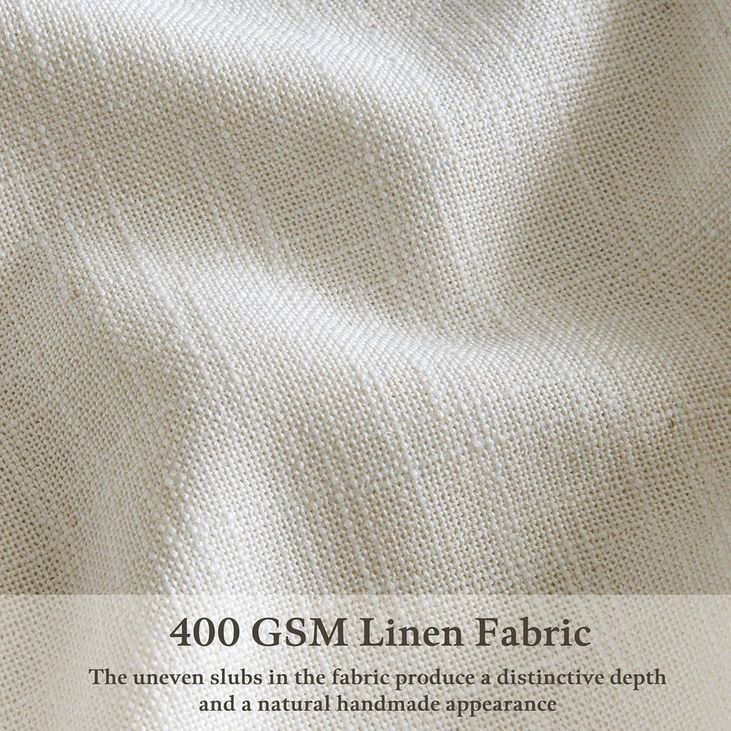 Farmhouse Linen Pleat Ivory Cream Semi Sheer Curtains 80 Inch Long 2 Panels