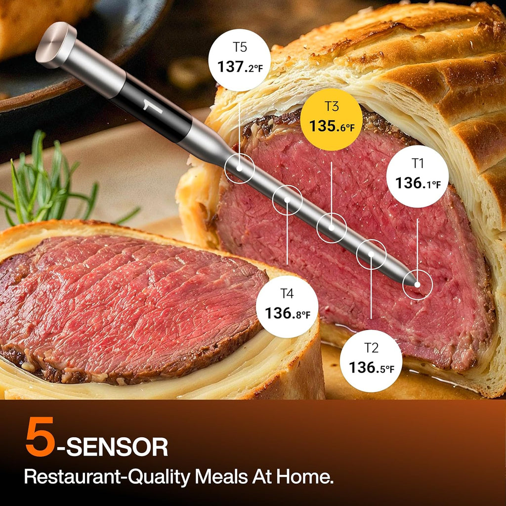 Sync Oven with Smart AI Wireless Meat Thermometer Probe, 12‑in‑1 Countertop Air Fryer Toaster Oven Combo, 360° Turbo