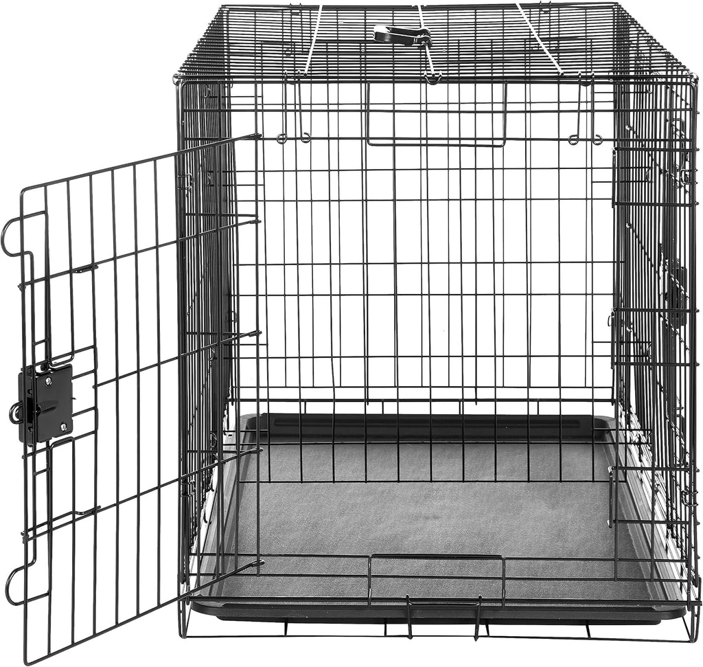 Portable, Easy to Assemble, Foldable Metal Wire Dog Crate with Removable Tray, Double Door, Divider Panel, Handle