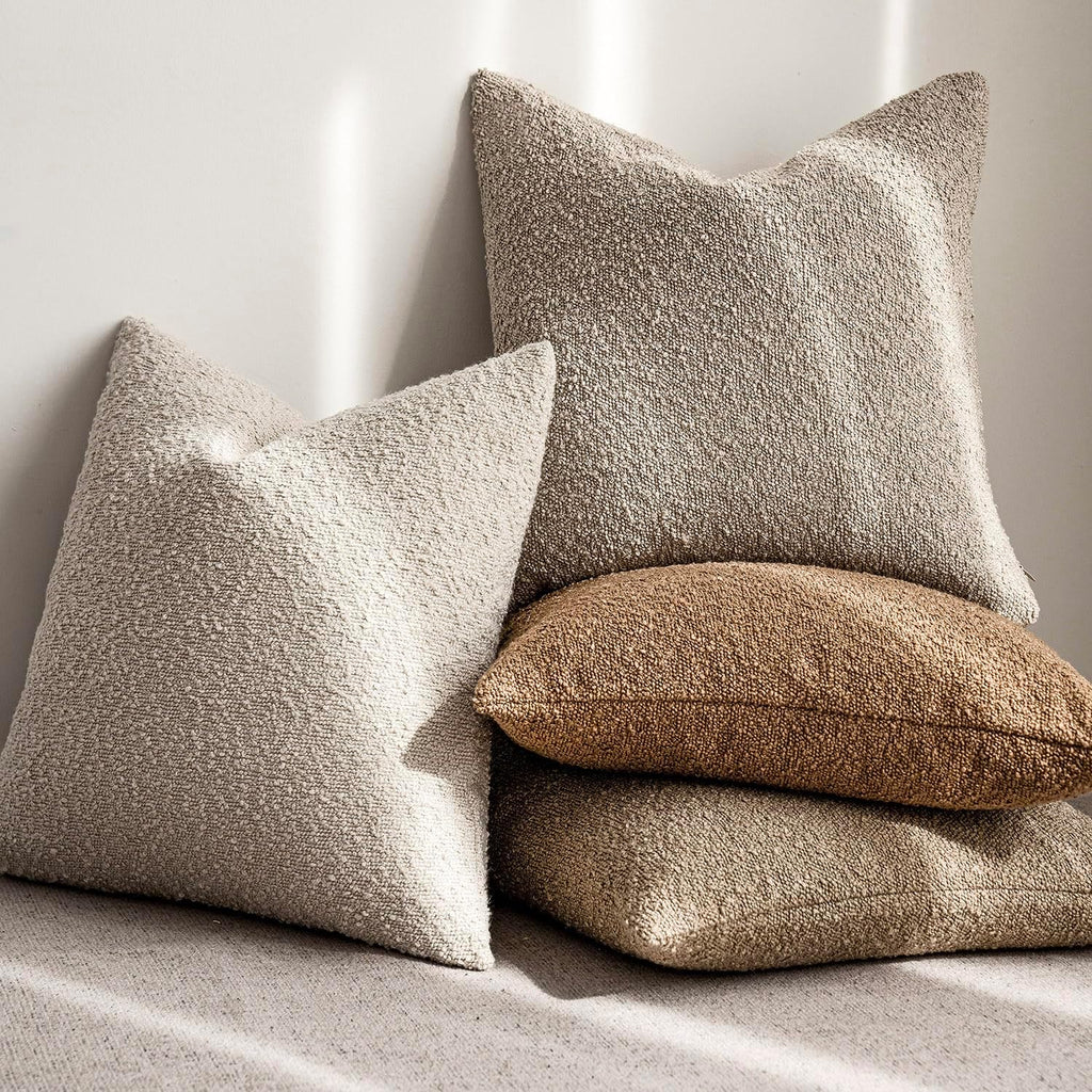 Textured Boucle Throw Pillow Covers Accent Solid Lumbar Pillow Cases Cozy Soft Decorative Couch Cushion Case for Chair Sofa Bedroom Living Room Home Decor, 12 x 20 Inch,Beige Oatmeal
