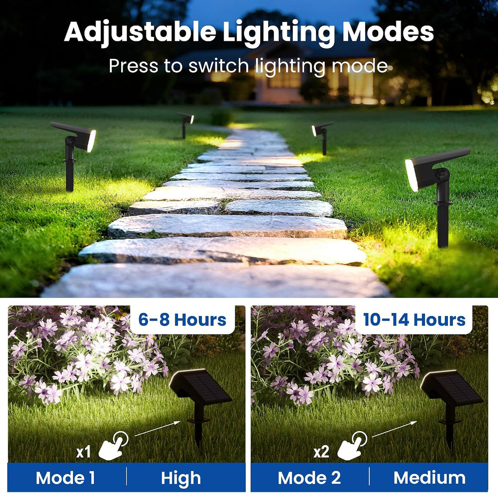 Solar Spot Lights Outdoor Waterproof,4 Pack,2 Lighting Modes Solar Spotlights, Solar Lights for Yard Garden Lawn