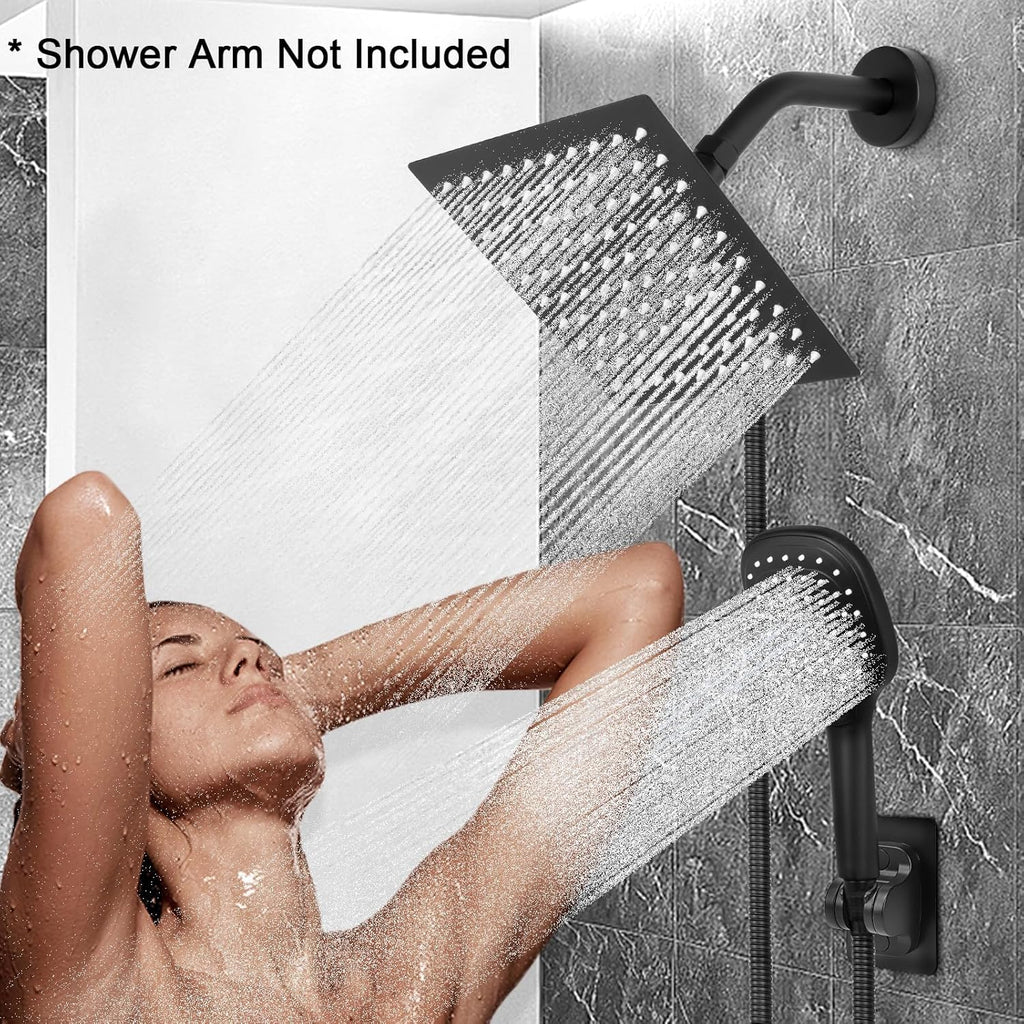 Shower Head with Hose, High Pressure Stainless Steel Rain Shower and 3 Settings Handheld Spray Combo with Push Button