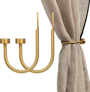 Quality Curtain Holdbacks, Solid Steel Curtain Holdback with Disk Finial,Electroplate Finishes, Set of 2 Window