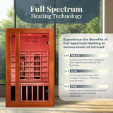 DYNAMIC SAUNAS Cordoba 2-Person Full Spectrum Infrared Sauna with Red Light Therapy & Bluetooth Speakers | Personal