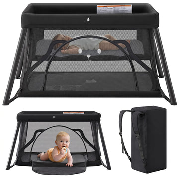 Travel Crib,Portable Baby Crib,Foldable Playpen,Play Yard (Black)
