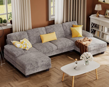 Sectional Couches for Living Room, U-Shaped Sofa Couch with Linen Fabric