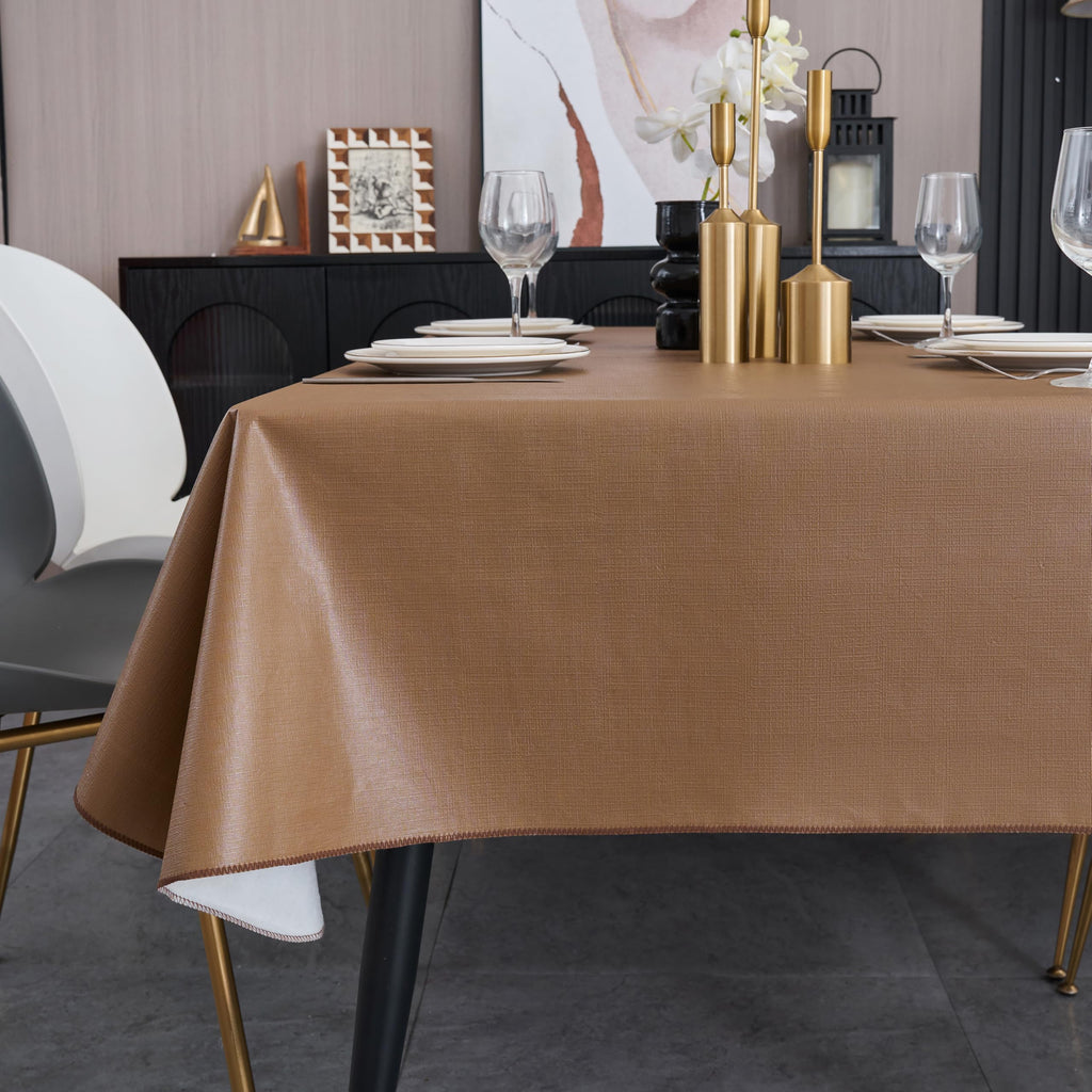 Solid Color Rectangular Vinyl Tablecloth, Brown, 84"x60"