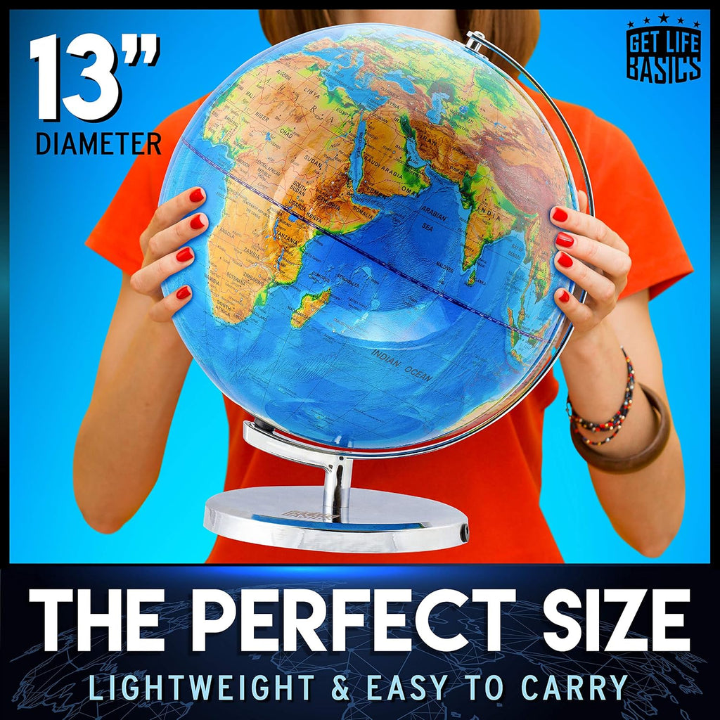 13" Illuminated Constellation World Globe for Kids & Adults