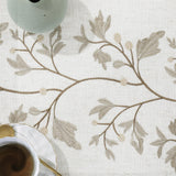 Solid Embroidery Oval Tablecloth with Tassels for Oval Table, 52 x 70 Inch Lace Dust-Proof Table Cov