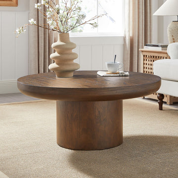 36" Round Coffee Table Solid Wood Coffee Table