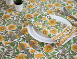 Block Print Table Cloth- 54x108 Inch Rectangle 100% Cotton Handmade Pre-Shrink, Washable for Spring,