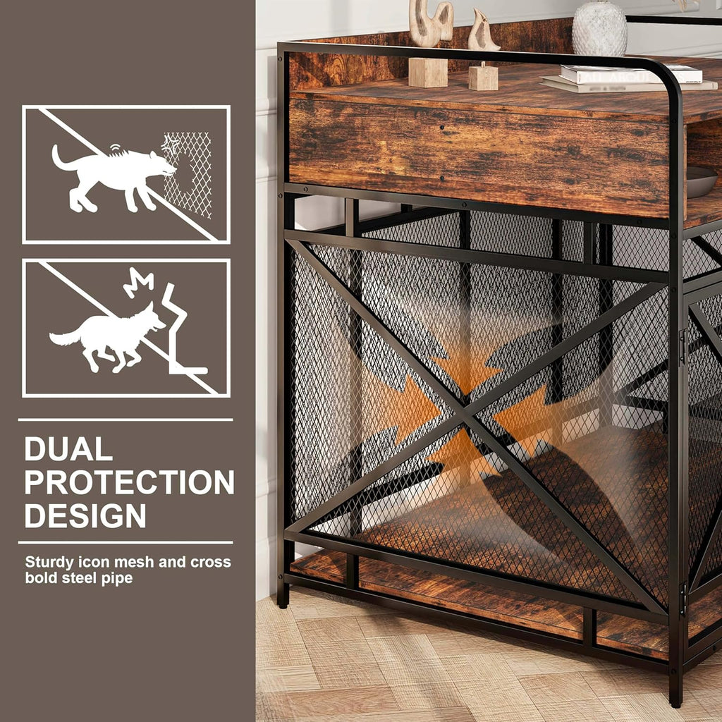 Dog Crate Furniture, 48" Heavy Duty Wooden Dog Crate End Table, XL Dog Kennel Furniture Large Breed