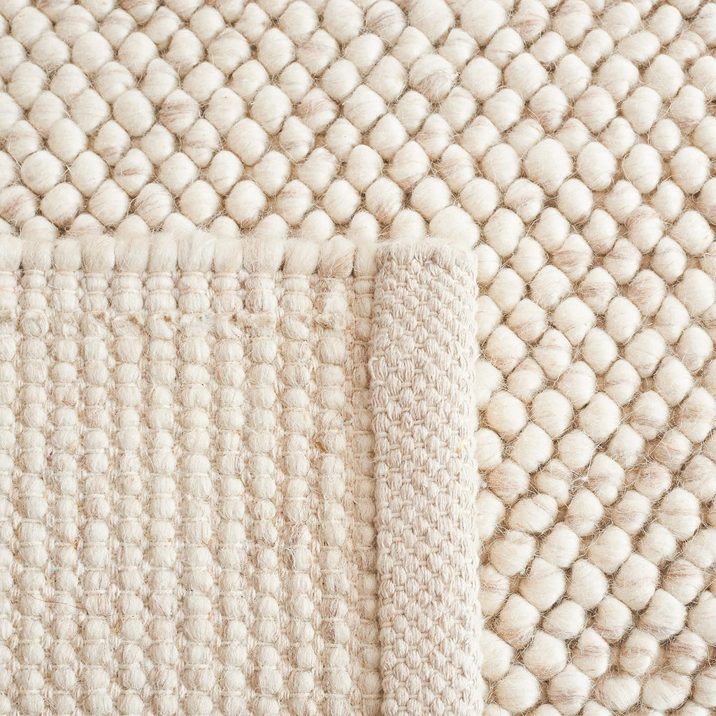Area Rug 8x10 - Natura - Large - Beige & Ivory, Handmade Wool Blend, Textured Design