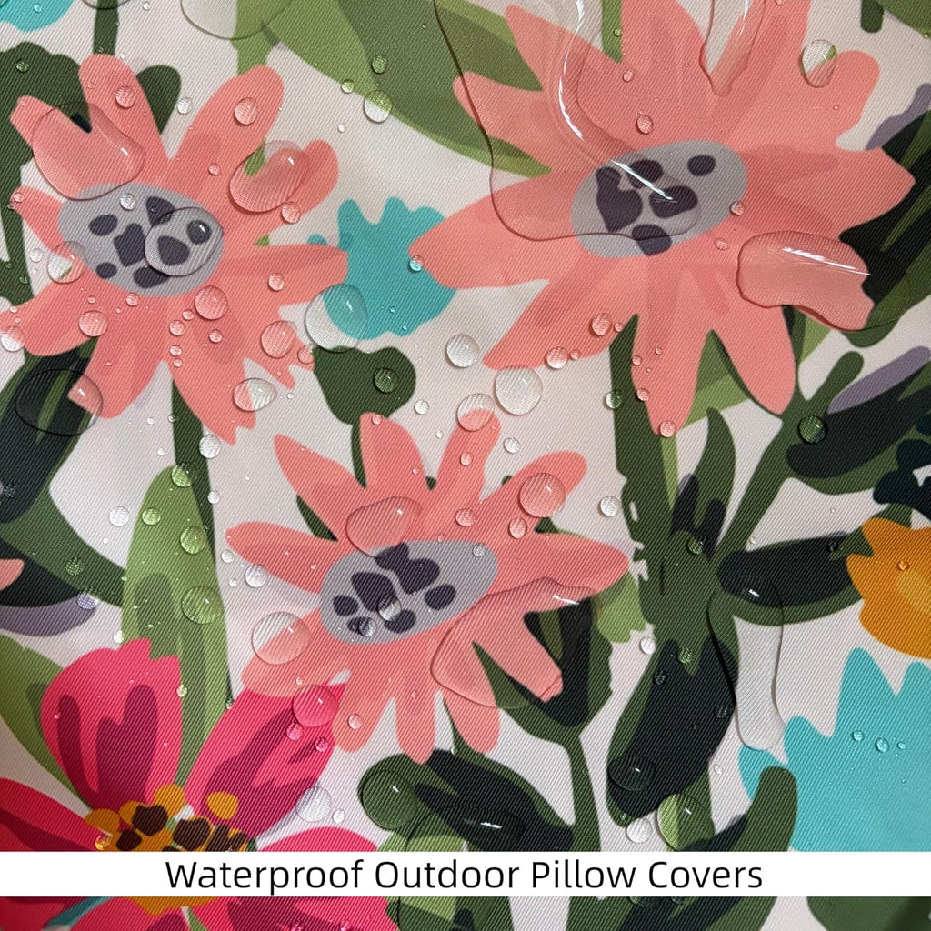 Outdoor Pillows Covers Pack of 2 Spring Summer Floral Waterproof Throw Pillow Covers 18X18 inch Outdoor Pillows
