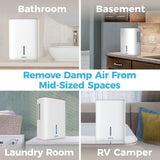 PureDry Deluxe Dehumidifier - Mid-Sized 1.5L Water Tank Eliminates 500ml/day in Excess Moisture from Closets