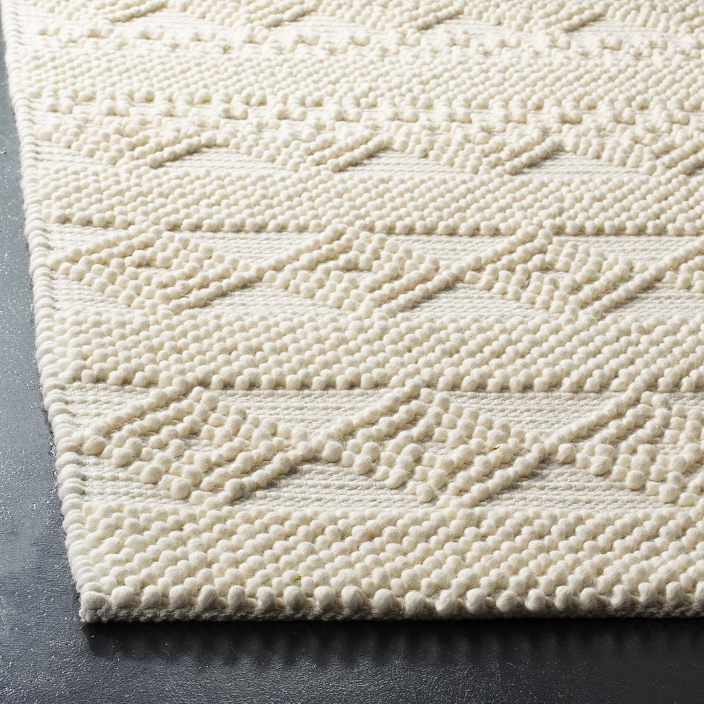 Natura Area Rug - 10' x 14', Ivory, Handmade Moroccan Boho Tribal Wool & Cotton